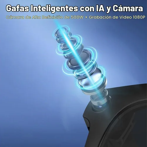 Vista 9 de Lentes inteligentes, lentes inteligentes Ai-Glasses para exteriores, traducción de grabación, gafas de sol Bluetooth, protección UV, 8 MP HD, lentes