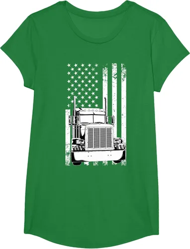 Vista 72 de Camión conductor bandera americana camionero vintage hombres mujeres regalo camiseta