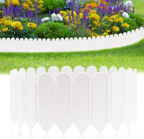 Vista 8 de EEOCWF 10 bordes de jardín marrones, bordes de plástico de 8.66 pulgadas de alto, vallas de jardín decorativas entrelazadas de 7.2 pies, borde