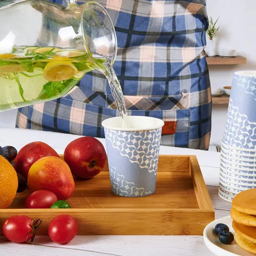 Vista 8 de MUCHII - Vasos de papel de 8 onzas, 300 tazas de café desechables, color azul Tazas para bebidas calientes, agua, jugo, té, café caliente