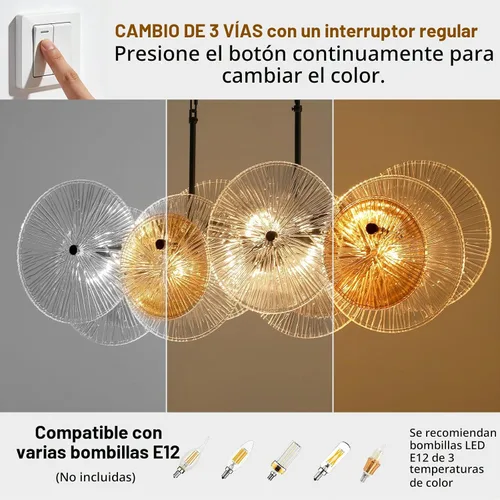 Vista 4 de Candelabros negros de granja de 8 luces para comedor de 36 pulgadas