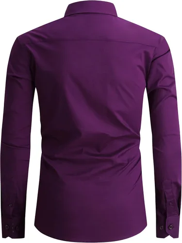 Vista 2 de SAMERM Camisa de vestir para hombre, ajuste regular, manga larga, con botones, para hombre (S-2XL)
