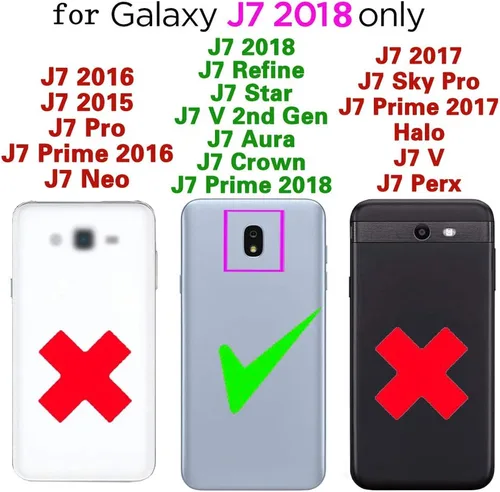 Vista 2 de Asuwish Compatible con Samsung Galaxy J7 Star J 7 Crown 7J Refine 2018 J7V V 2nd Gen Wallet Case y protector de pantalla de vidrio templado Flip