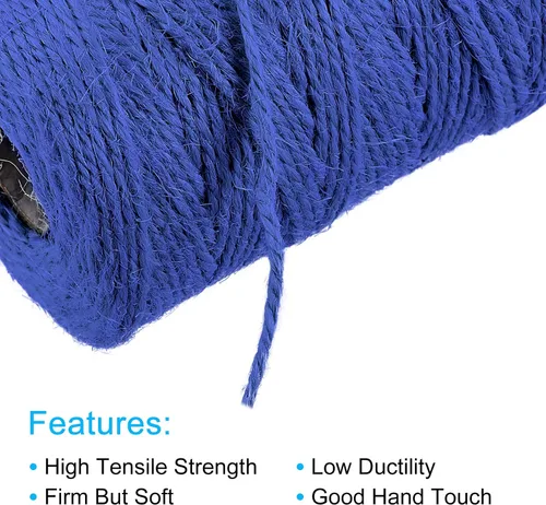 Vista 3 de MECCANIXITY Cordel de jardín de 328 pies, cuerda de yute artesanal de 0.079 pulgadas para obras de arte, manualidades, envoltura de regalos, azul