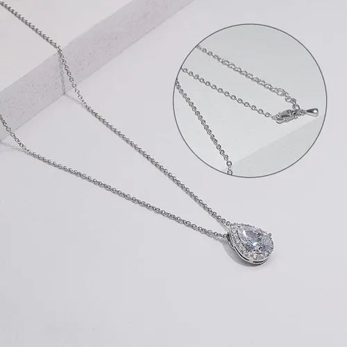 Vista 3 de UDYLGOON Aretes de lágrima de circonita cúbica, juego de joyas para novia, damas de honor, boda, fiesta, baile de graduación, Zirconia cúbica