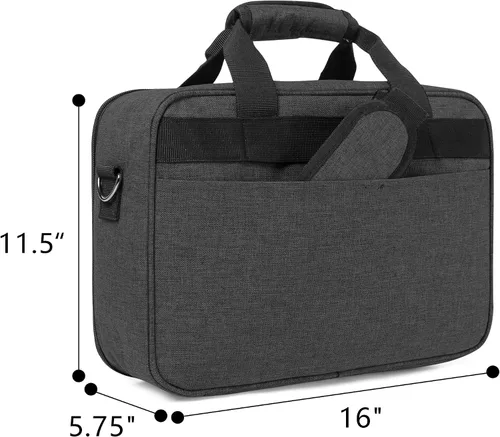 Vista 5 de LUXJA - Bolsa grande para proyector con funda protectora para laptop de 15.6", color negro Estuche de transporte para proyector con bolsillos