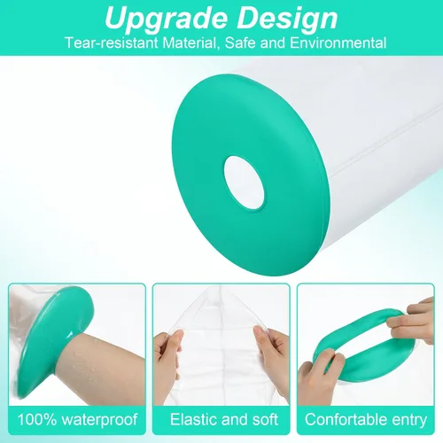 Vista 3 de Manga de ducha de brazo, manga impermeable para ducha, protector de ducha para brazo, protección impermeable para muñeca, codo, dedo, mano
