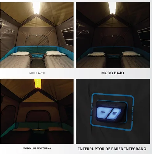 Vista 6 de CORE Instant Cabin Tents with LED Lights Family Multi Room Lighted Pop Up Tents for Camping Included Storage Pockets for Camping Accessories