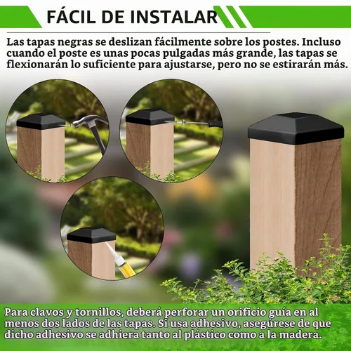 Vista 5 de TonGass Paquete de 24 tapas de madera para postes de valla de madera de 4 x 4 pulgadas (3 5/8 pulgadas), cubierta de madera para postes de terraza