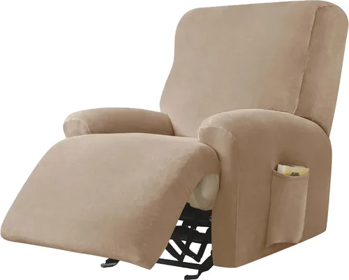 Vista 15 de CONRUSER Fundas para sillas reclinables, fundas elásticas de terciopelo de 4 piezas, funda para sofá individual, protector suave de muebles