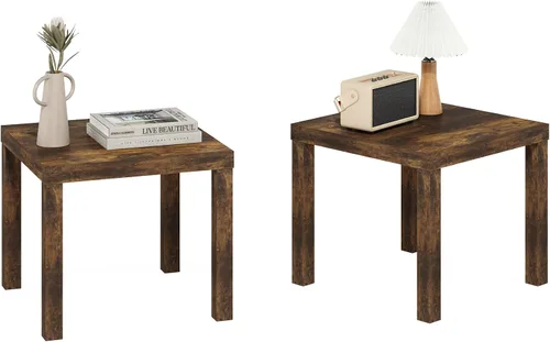 Vista 13 de Furinno Mesa auxiliar pequeña, cuadrada, roble
