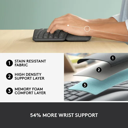 Vista 16 de Logitech Ergo K860 - Teclado inalámbrico ergonómico dividido