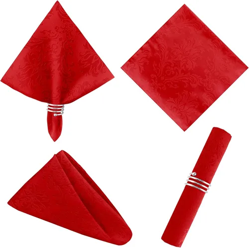 Vista 25 de SASTYBALE - Juego de 4 servilletas cuadradas de jacquard, servilletas de poliéster suaves resistentes a las arrugas de damasco, servilletas de tela