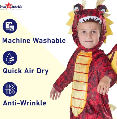 Vista 4 de Dress Up America Disfraz de dragón para niños - Conjunto de disfraz de dragón rojo para niñas y niños - Disfraz de dragón para niños pequeños