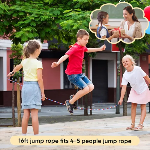 Vista 5 de Zubebe Cuerdas de salto holandesas dobles de 16 pies a granel, cuerdas de cuentas coloridas para niños y adultos, fitness, educación física