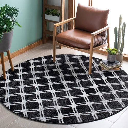 Vista 15 de SAFAVIEH Adirondack Collection - Alfombra decorativa, 2 pies 6 pulgadas x 4 pies, color plateado y carbón, diseño moderno de enrejado, no desprende