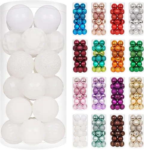 Vista 18 de XmasExp Juego de 24 mini esferas de Navidad inastillables para bolas de árbol de Navidad, 1.18 pulgadas (negro)