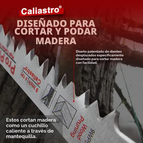 Vista 2 de Hojas de sierra de poda de madera de 9 pulgadas para sierras recíprocas/Sawzall - Paquete de 5 Caliastro