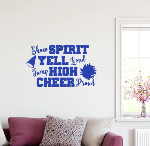 Vista 11 de 38"x24" Show Espíritu Yell Loud Jump alta Cheer orgullosos pompones animadora del megáfono calcomanía decorativo para pared arte mural decoración