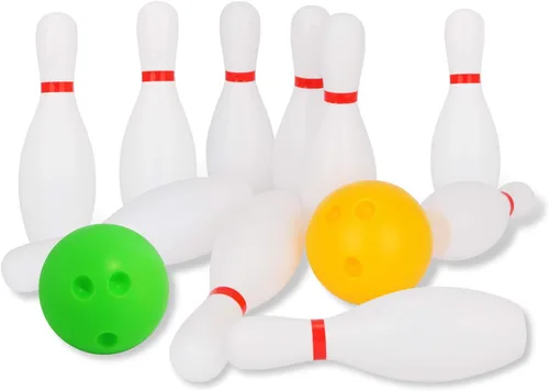 Vista 8 de Liberry Juego de bolos para niños, 10 bolos de juguete de plástico y 2 bolas, juegos deportivos para interiores y exteriores, regalos educativos