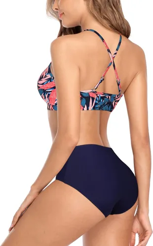 Vista 5 de CharmLeaks - Conjuntos de bikini para mujer, trajes de baño deportivos de dos piezas con cuello alto