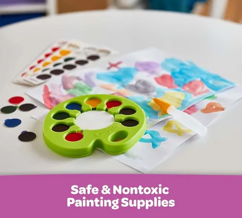Vista 3 de Crayola Paleta de Acuarela Pop & Paint, Kit de Pintura Lavable, Set de Pintura de Acuarela Sin Desorden para Niños, Artes y Manualidades, Regalos