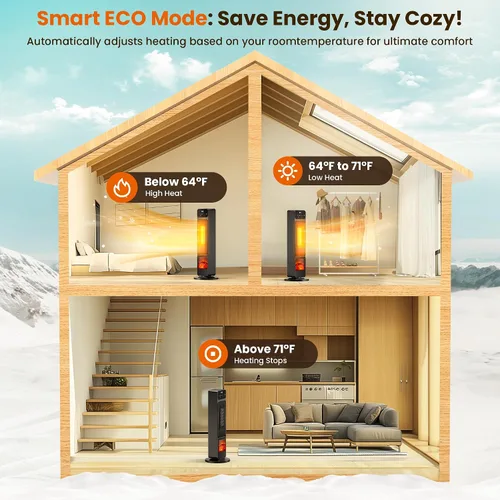 Vista 2 de Calentadores de torre para uso en interiores, calentador eléctrico de chimenea de 750 W/1500 W, llama 3D, calentador y ventilador con oscilación