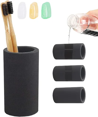 Vista 8 de Soporte de cepillo de dientes beige para baño, absorción de agua, secado rápido, diatomita, soportes para cepillos de dientes eléctricos, pasta