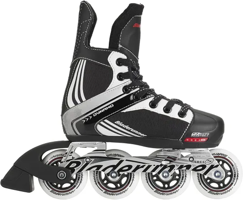 Vista 3 de Bladerunner by Rollerblade Dynamo Jr - Patines en línea de hockey ajustables, color negro y rojo, patines en línea