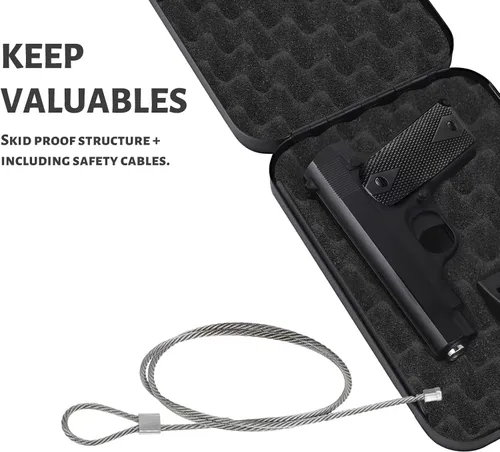 Vista 3 de Funda segura para armas para mesita de noche, mesita de noche, automóvil, debajo de la cama, apta para pistola apilable, pequeña caja fuerte oculta