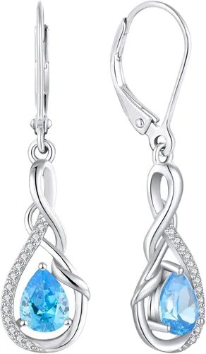Vista 9 de Starchenie Infinity Dangle Drop Earrings for Women 925 Sterling Silver Leverback Earrings Birthstone Jewelry 01-ene-naranja rojo