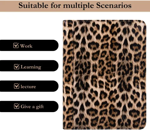 Vista 6 de Calfinder Carpeta de cuero vegano con 3 anillas, soporte para bloc de notas de cuero con cremallera, organizador de cartera de negocios, regalo