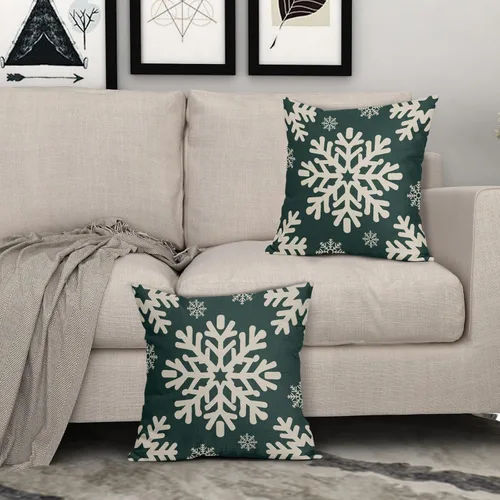 Vista 21 de Fundas de almohada decorativas de Navidad negras 40x40 cm con copos de nieve blancos de Navidad, juego de 2, temática rústica de invierno