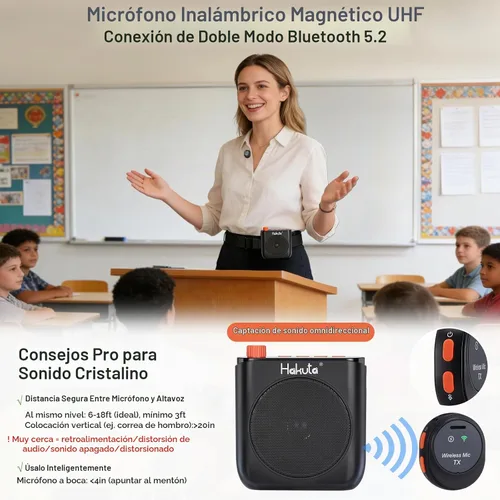 Vista 3 de HAKUTA Amplificador de voz inalámbrico para profesores con 2 micrófonos