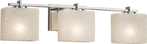 Vista 7 de Fusion - Era - Barra de baño de 3 luces, pantalla rectangular de vidrio artesanal en tejido, acabado de níquel cepillado cepillado níquel