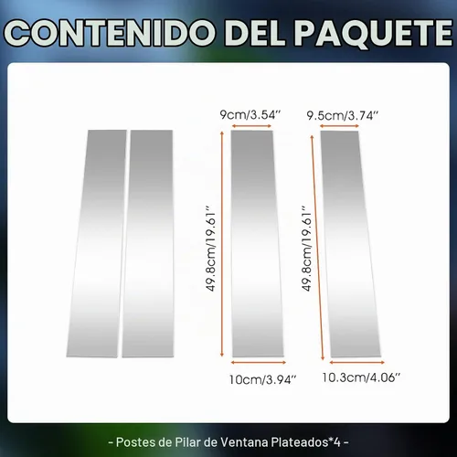 Vista 9 de Juego de 4 postes de pilar de acero inoxidable para puerta plateada compatible con Ford F-150 Super Crew Cab 2004-2014 Lincoln Mark LT 2004-2014