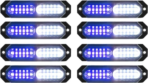 Vista 17 de ASPL 8 luces estroboscópicas intermitentes de montaje en superficie ultra delgadas de 12 LED para camión, automóvil, vehículo, LED, mini rejilla