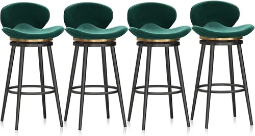 Vista 22 de Taburete de bar moderno con Patas de Metal Negro, giratorio de 360 grados, cómodo y tapizado, ideal para el hogar, bar, cocina, isla, comedor o Pub