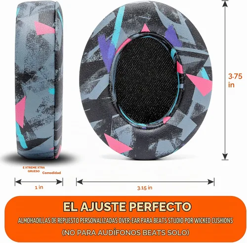 Vista 6 de WC Wicked Cushions - Almohadillas de repuesto para Beats Studio 2 y 3 (B0501, B0500) con cable e inalámbrico NO es compatible con Beats Solo