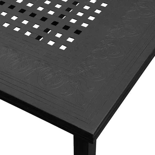 Vista 6 de Oakland Living Mesa de comedor grande rectangular de aluminio negro de 95 pulgadas para exteriores moderna