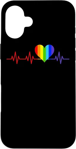 Vista 23 de Gay EKG Pulse Heartbeat Pride Flag y Queer LGBTQ Rainbow Case para iPhone 17