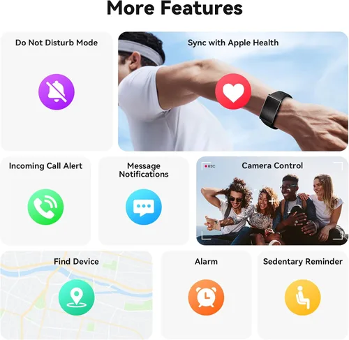 Vista 9 de Pulsera inteligente para hombres y mujeres, rastreadores de actividad y salud con batería de 60 días, frecuencia cardíaca continua 24/7, presión