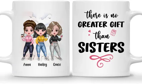 Vista 25 de GOSSBY Taza personalizada (2 Sisters) ¡Aparentemente somos problemas cuando estamos juntos, quién sabía! Taza personalizada para mejor amiga