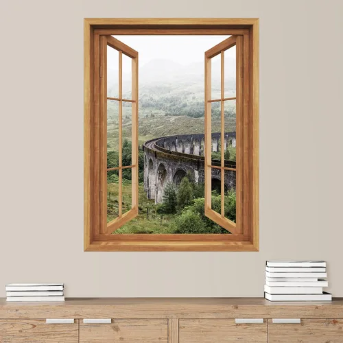 Vista 34 de SIGNWIN Adhesivo mural removible para pared, atardecer cielo naranja, otoño, bosque, árbol, paisaje, naturaleza, arte fino, rústico, paisaje