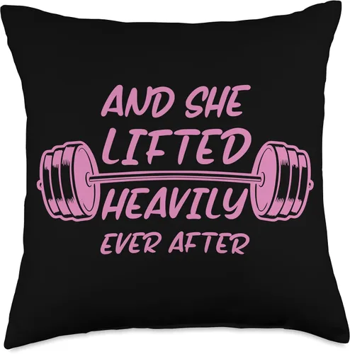 Vista 4 de And She Lifted Heavily Ever After Funny Weightlifting Gym Throw Pillow