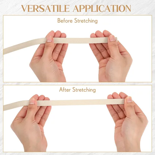 Vista 4 de Shappy Banda elástica para coser de punto de 1/2 pulgada x 11 yardas (beige)