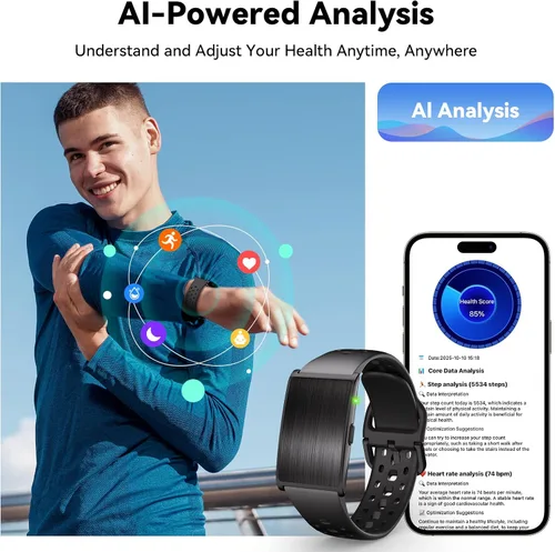 Vista 7 de Pulsera inteligente para hombres y mujeres, rastreadores de actividad y salud con batería de 60 días, frecuencia cardíaca continua 24/7, presión
