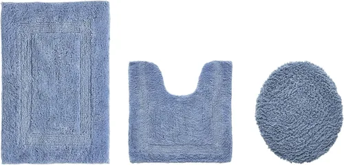 Vista 268 de Better Trends - Juego de 2 alfombras de baño 100% algodón, extra suaves, con borlas, de 17" x 24", alfombra de baño superabsorbente y reversible