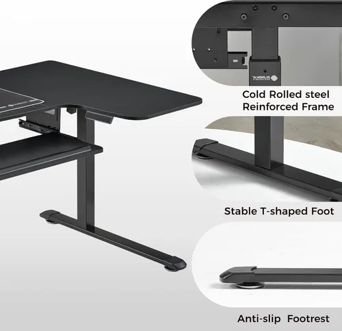 Vista 7 de EUREKA ERGONOMIC Escritorio eléctrico de pie en forma de L de 55 pulgadas, escritorio para juegos de computadora de altura ajustable con bandeja