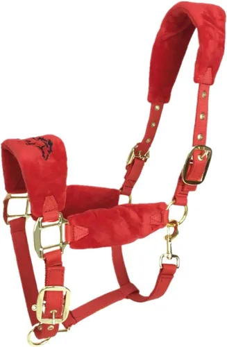 Vista 9 de Caballos acolchados de forro polar con cabestrillo de nailon y accesorios de hardware de color rosa/dorado antidesgaste